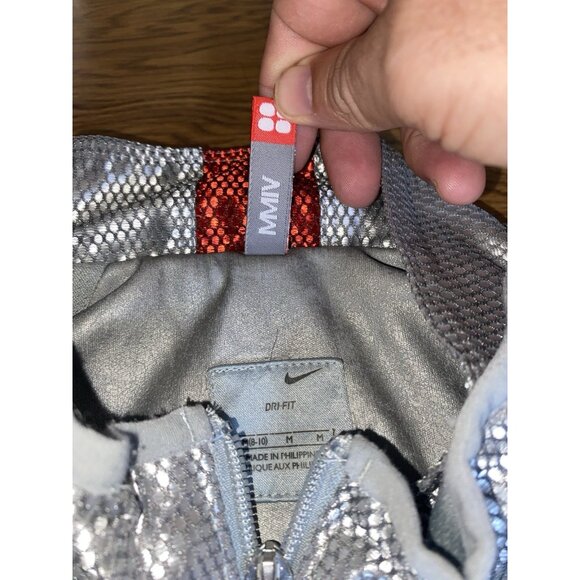 Vtg Y2K 2004 Nike Womens Metallic Silver Full Zip Jacket Size Medium - Picture 6 of 9